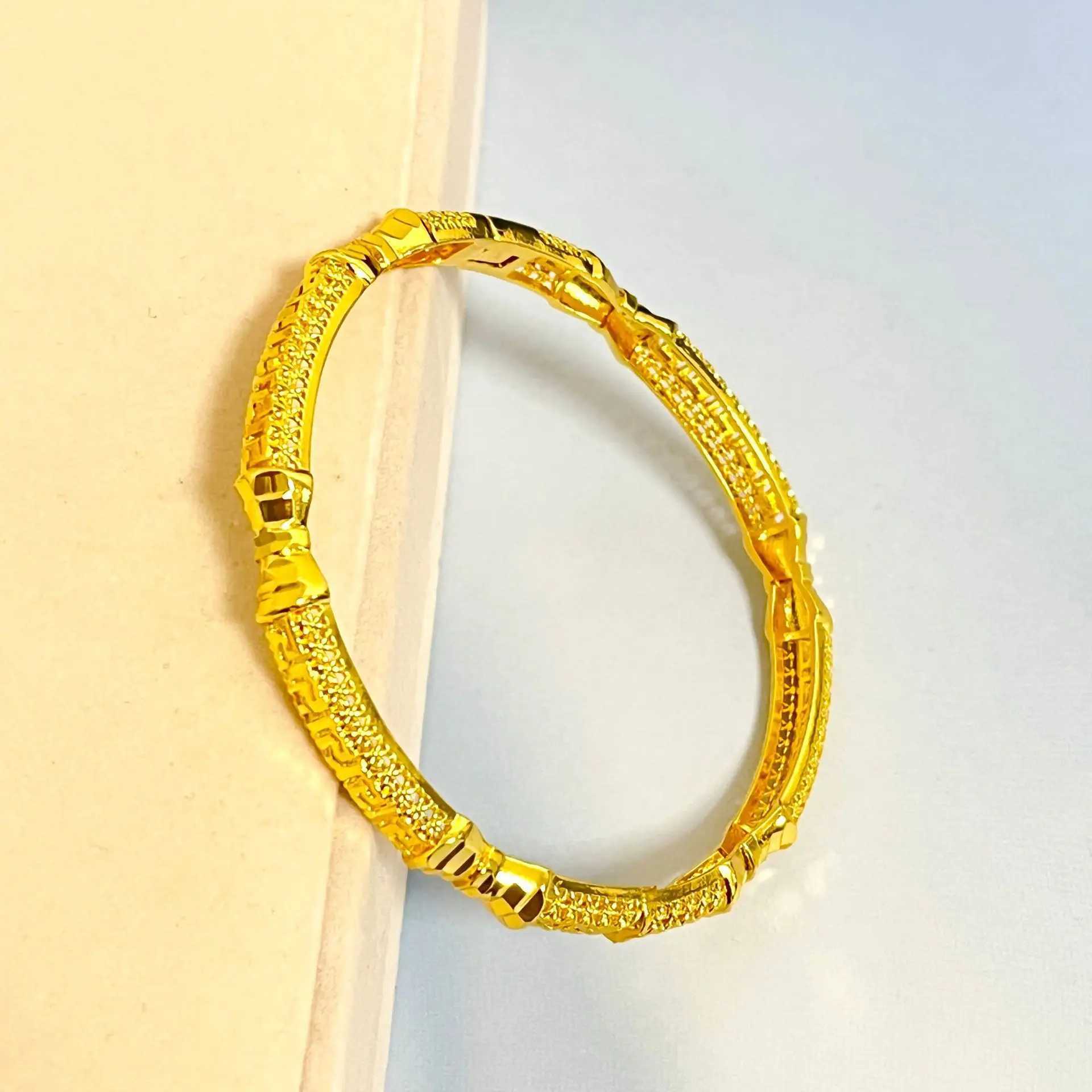 Home>Products>High quality AU999 gold hollow buckle bracelet 24K real gold new fashion womens fashion temperature wedding jewelryXJ250315