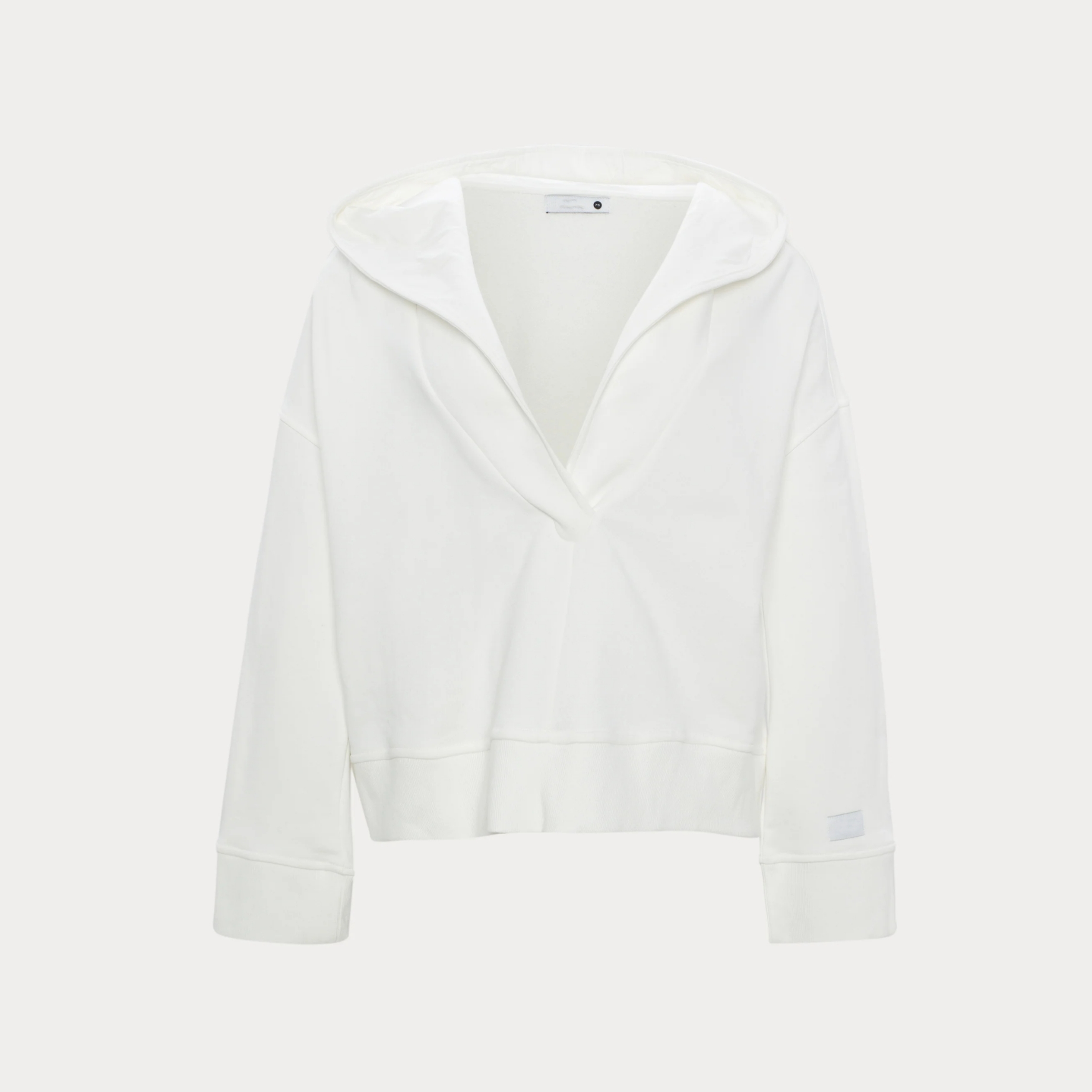 Women's Loose White Scooped Collar Hoodie with flared sleeves Hot-sale Women's Top