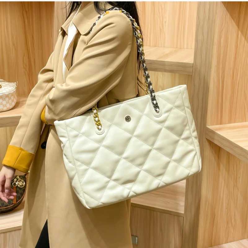 Party bag simple genuine leather girls handbag two-piece handbag shoulder bag checkered chain ladies genuine leather Y250315