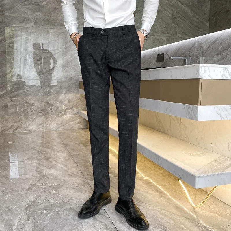 Blue mens striped suit pants fashionable ultrathin Trouser suitable for business office interview casual Asian sizes 2938 250313