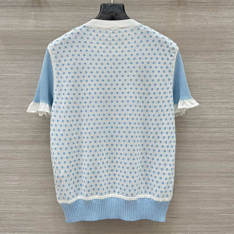 Women's Tiger Print Jacquard Knit T-Shirt Fashion Round Neck Lace Short Sleeve Top Blend Loose Y2K Trendy Sexy Early Spring Luxury Designer High-