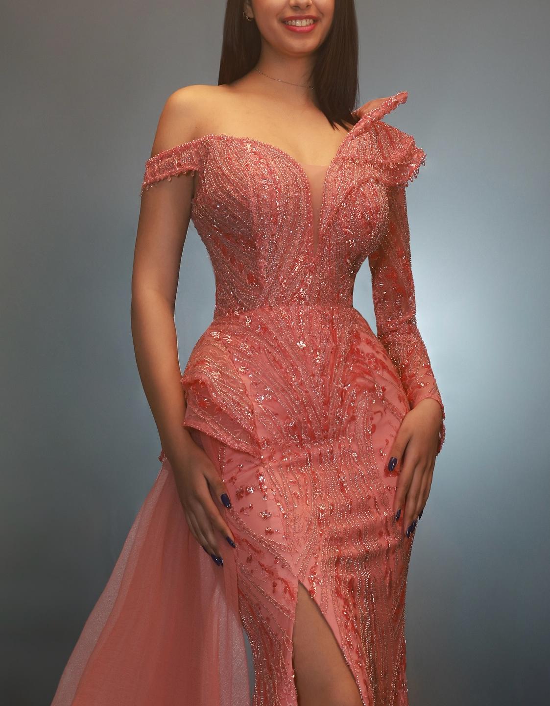 Sparkly Evening Dresses Sequins Prom Gowns Beading One Shoulder Customized Side Split Princess Sweep Train Formal Occasion Party Dress Vestidos De Noc