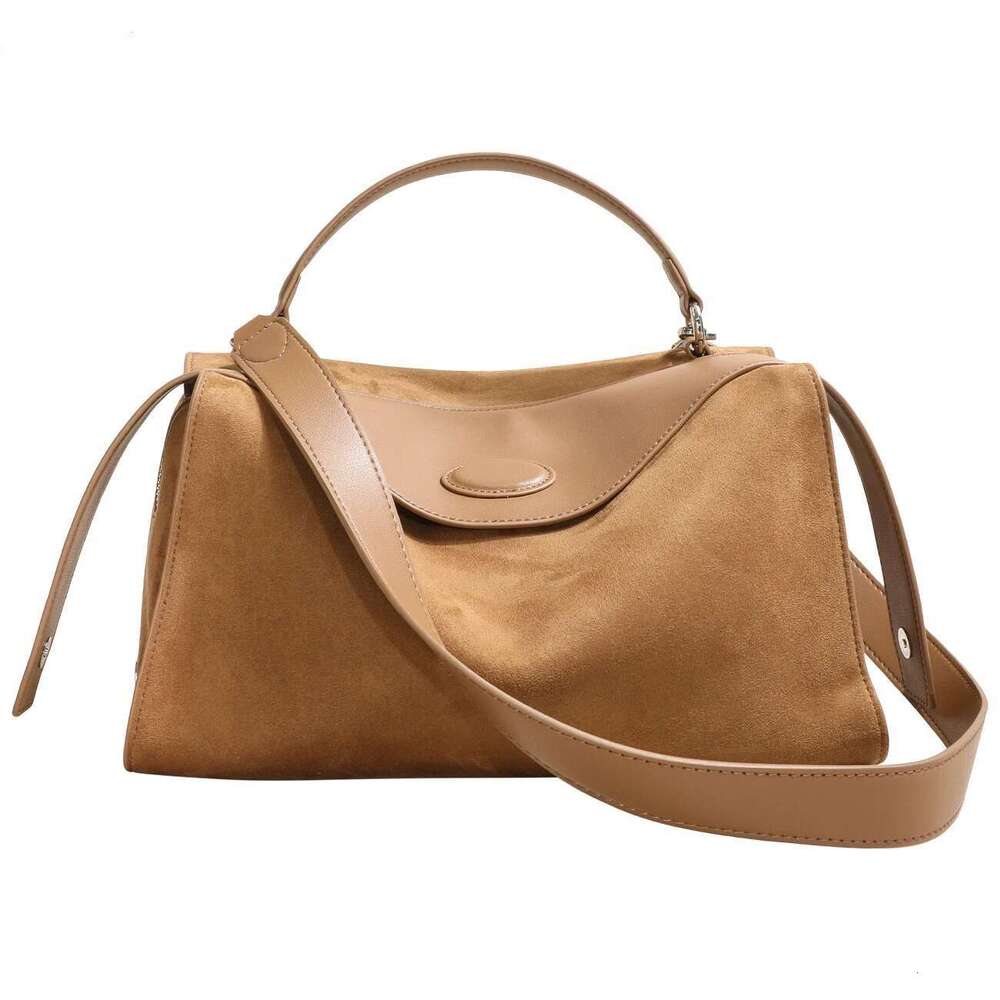 New Collection Coffee Color Pillow Tote 2 Sizes Matte Suede Cow Leather Women Shoulder Bag Daily-Use Winter Handbag