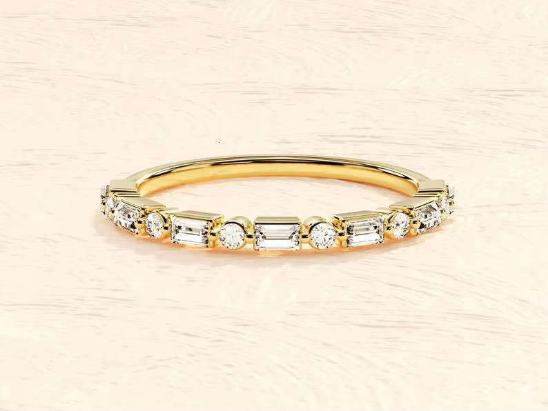 Diamond 14k 18k Solid Gold Eternity Wedding Ring Hot Selling Wholesale Pearl Engagement Ring for Women Men Moissanite Rings