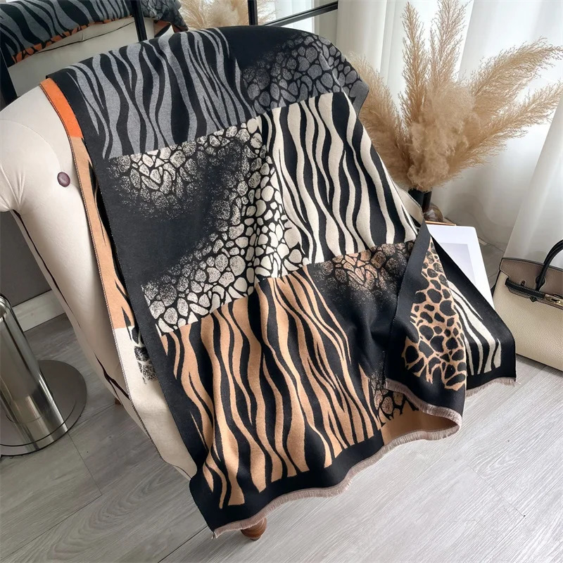 Winter Cashmere Scarf for Women Warm Cashmere Blanket Raincoat Scarf for Womens Shawl Thick Wrap Foulard Bufanda 250314