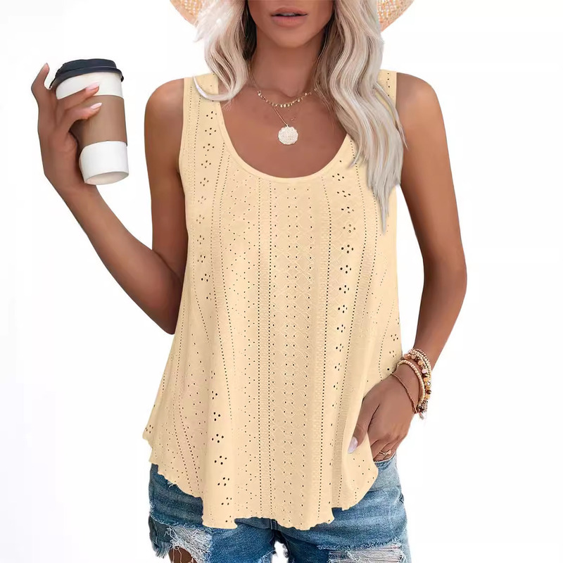 2025 Spring/Summer New Round Neck Loose Sleeveless T-Shirt Top