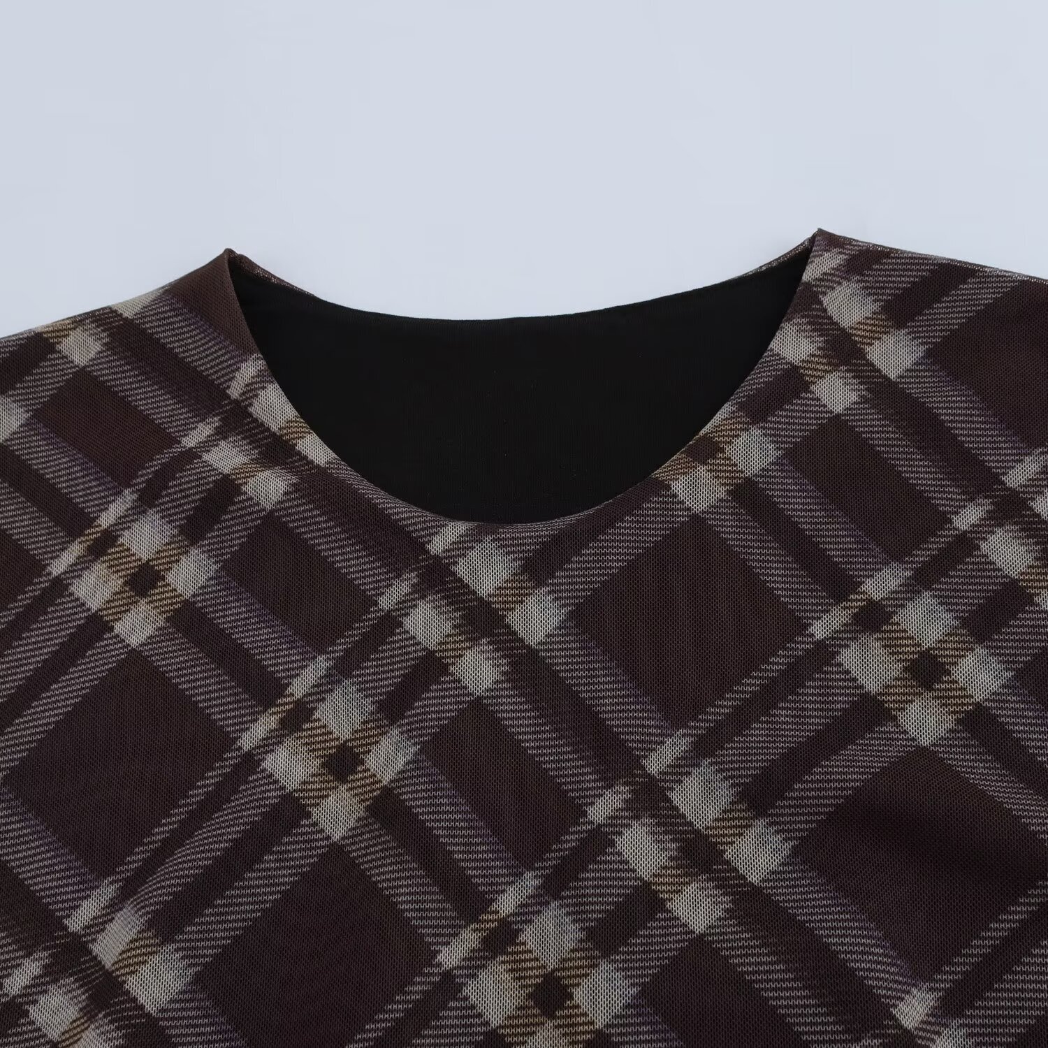 2025 Spring New Product Style Fashion Versatile Checkered Folded Silk Mesh Dress Irregular Long Sleeve Short Skirt For Women