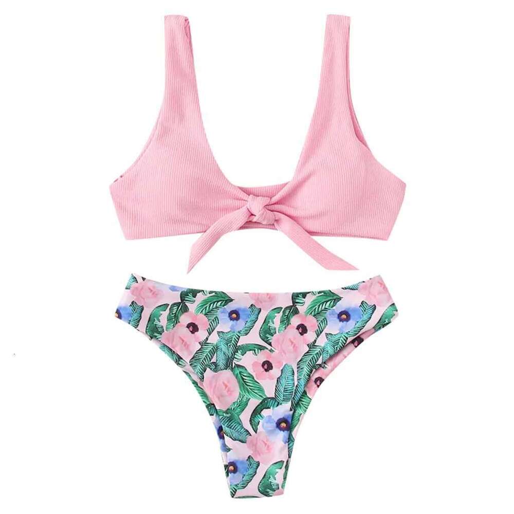 Women's two-piece swimsuit, tie bikini, padded push up bra, beach set