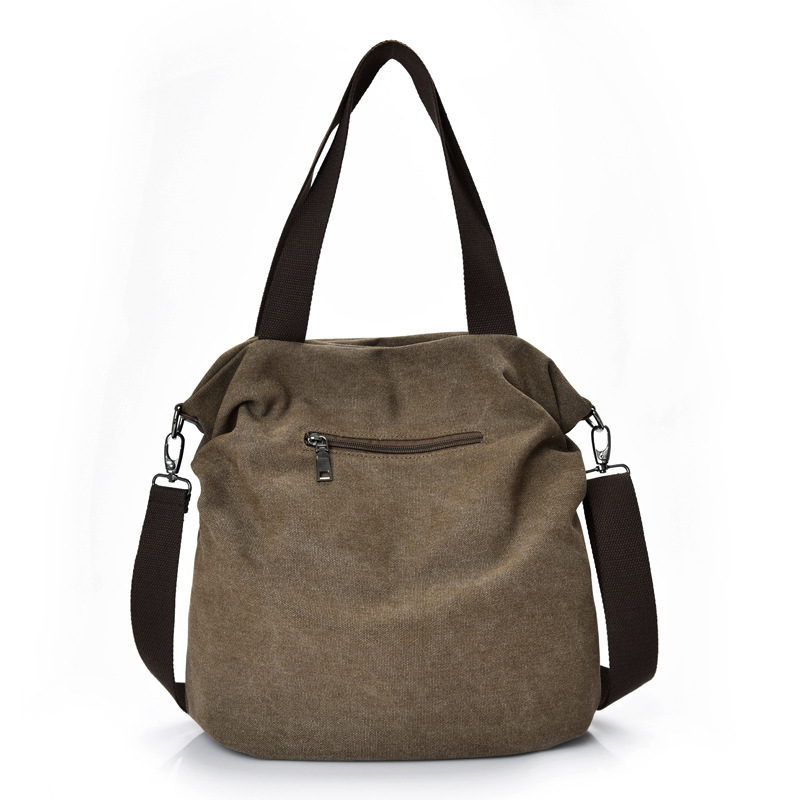 Leisure backpack simple and artistic canvas, hand-held single shoulder crossbody, women's large capacity multi compartment canvas designer bag