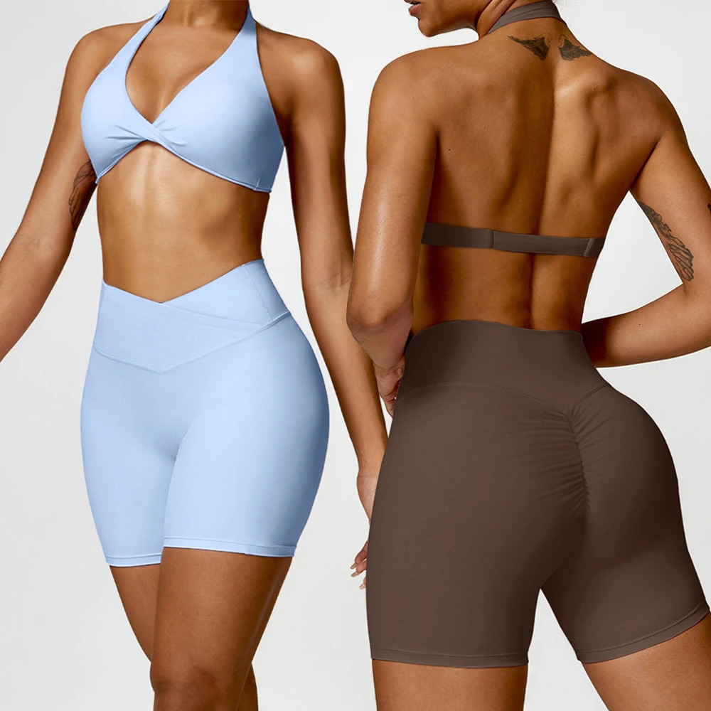 2PCS Yoga Set Women Gym Tracksuit Workout Clothes Hip Lifting Sport Suit Female Sports Bra Fiess Shorts Sportwear 250313