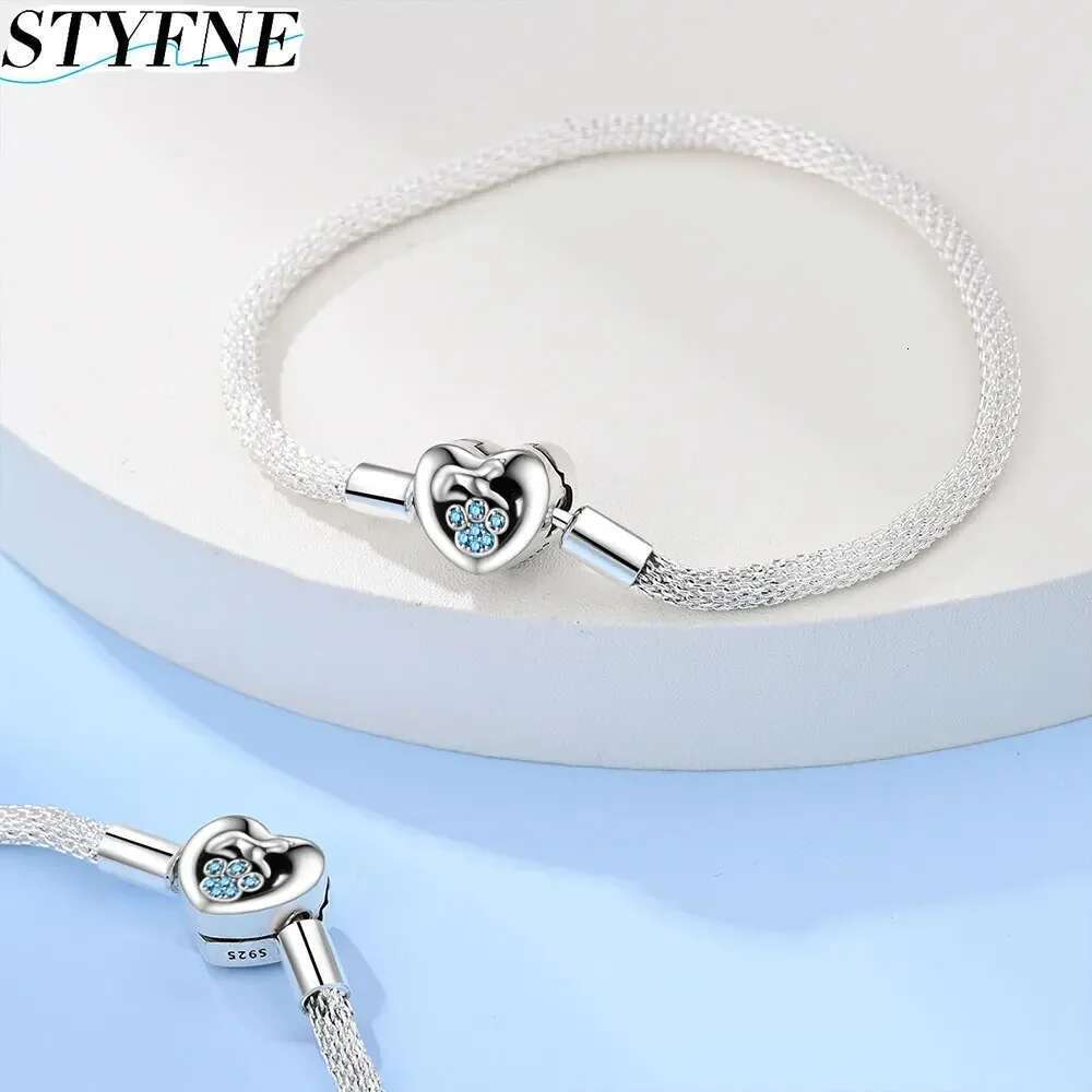 925 Sterling Silver Pave Heart Clip Buckle Zircon Snake Bone Bracelet S925 Snake Bracelets For Women Fit charms beads Diy Jewelry Gift