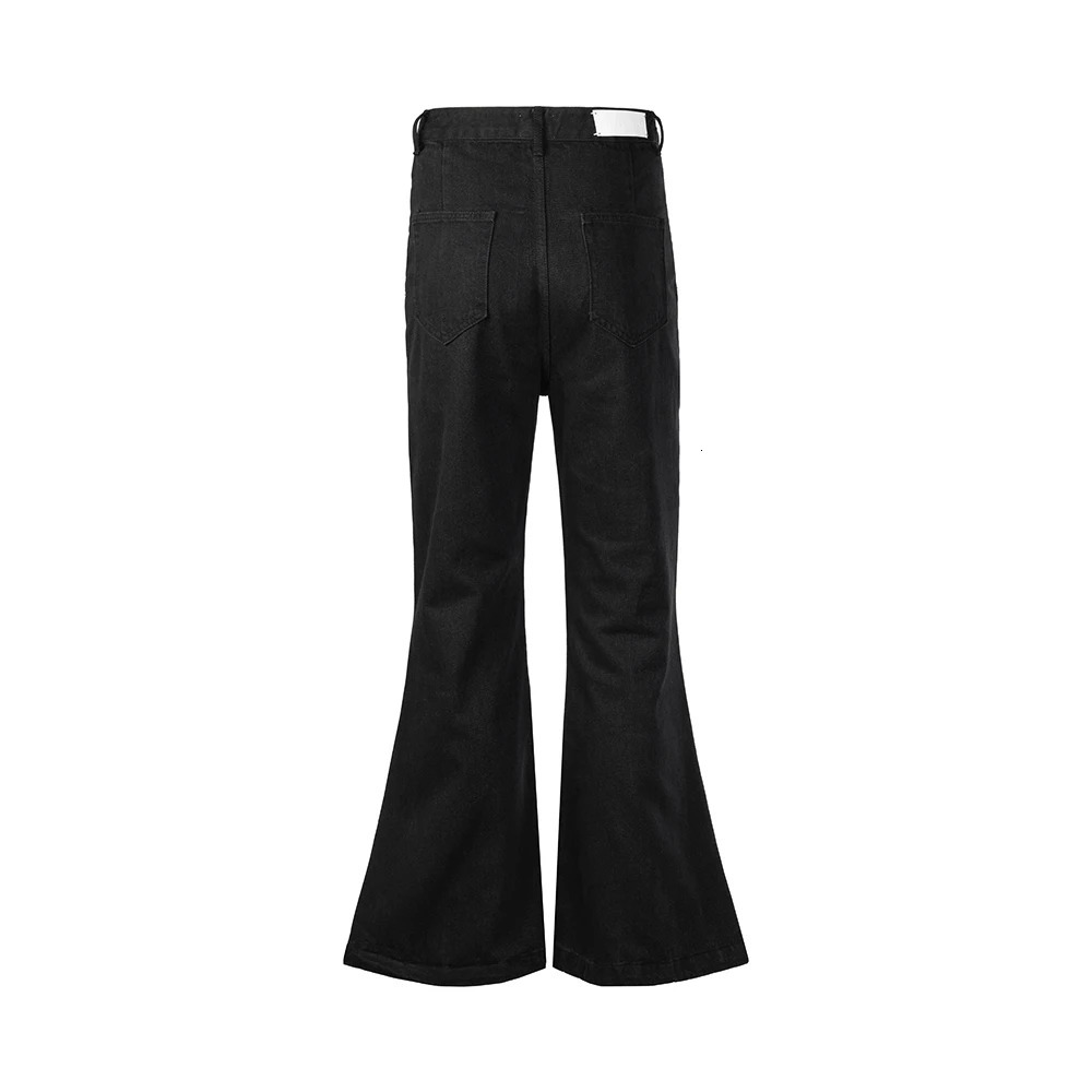 Black Vintage Jeans Flare Pants Mens RO Style Wide Leg Harajuku Solid Streetwear Y2K Baggy Casual Denim Trousers Oversized 250310