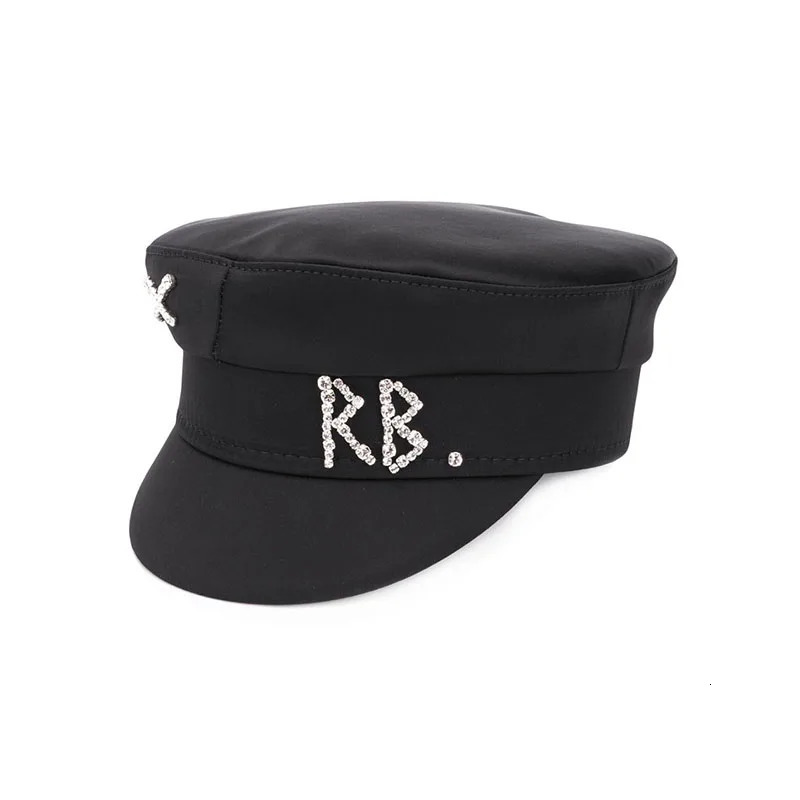 Y2k Spring Summer Octagonal Caps Women Two-colored sboy Cap Crystal-Embellished Satin Baker Boy Hat Gorra 250314