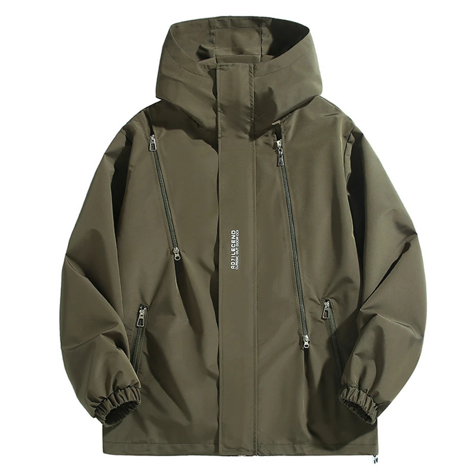 10XL 12XL Plus size windproof mens waterproof jacket solid color black windproof jacket mens plus size outdoor jacket 250312