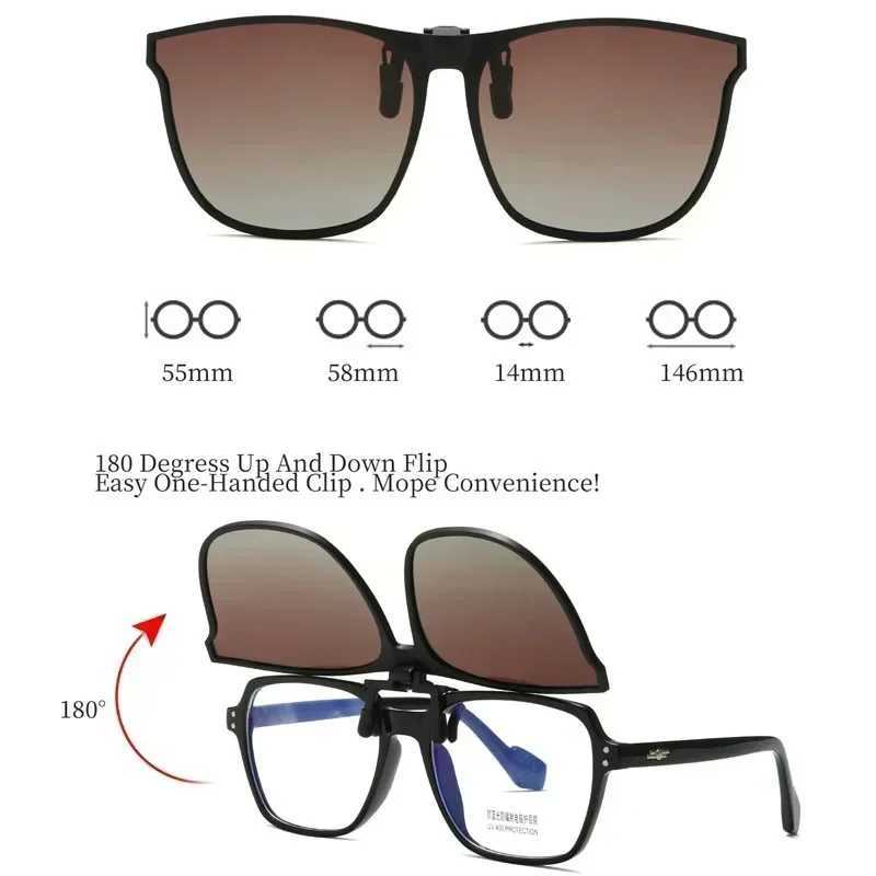 Polarized clip on sunglasses for men photoelectric car driver goggles night vision goggles anti glare retro square glasses Oculos W250315