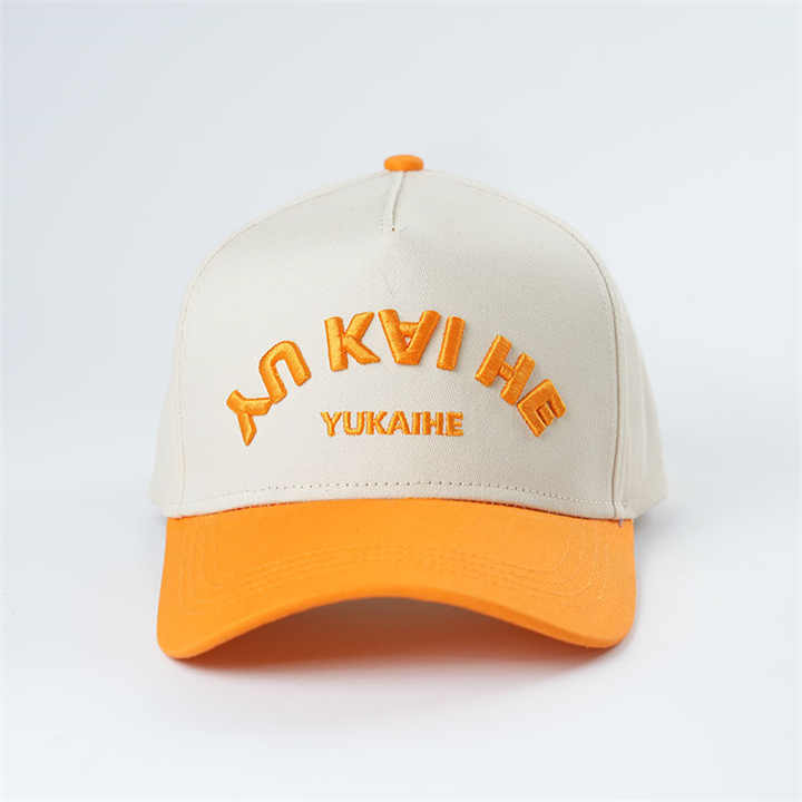 Customized cotton 5-panel structure baseball cap, curved brim baseball cap buckle back