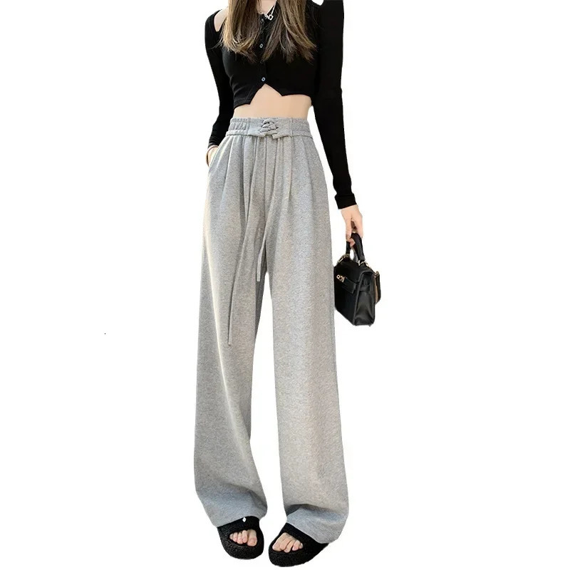 High waisted straight leg casual sports pants womens bell bottoms summer fashionable and comfortable high elasticity 250313