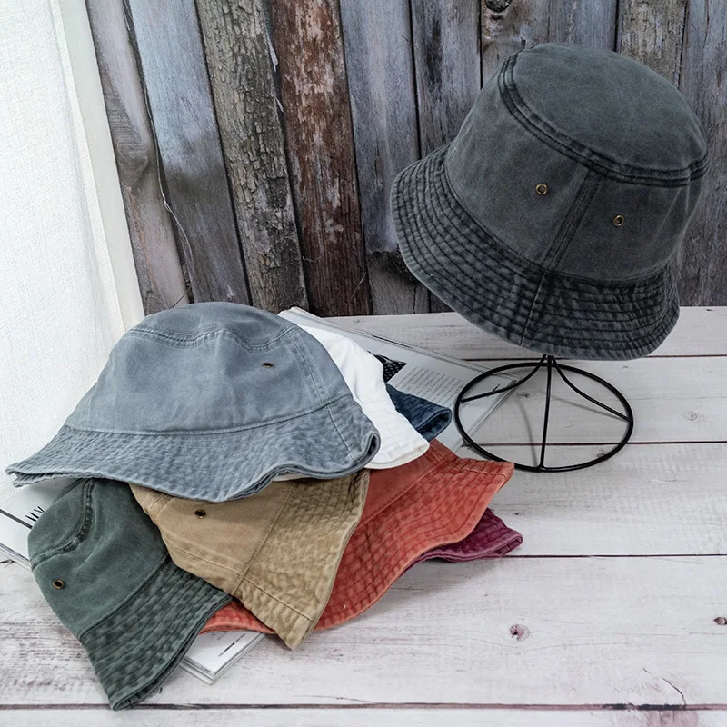 Folding Fishermans Hat Washed Denim Bucket Unisex Fashion Bob Hip Hop Gorros Mens Bana Toilet Cap Gift 250304