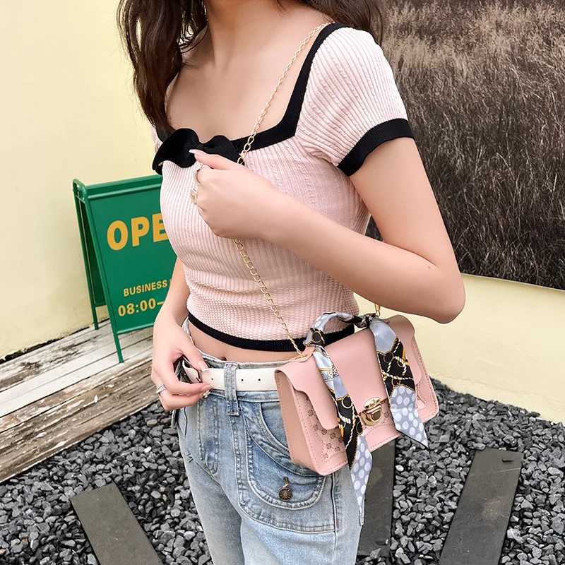 New womens bag dot panel printing ten font scarf bag buckle shoulder bag womens cross body bag Y250315