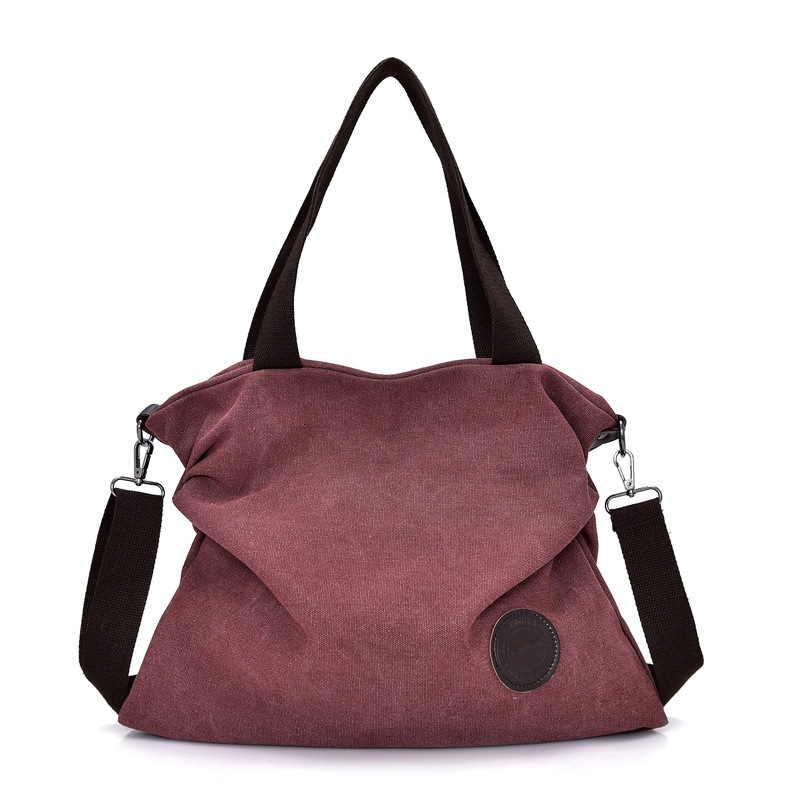 Leisure backpack simple and artistic canvas, hand-held single shoulder crossbody, women's large capacity multi compartment canvas designer bag
