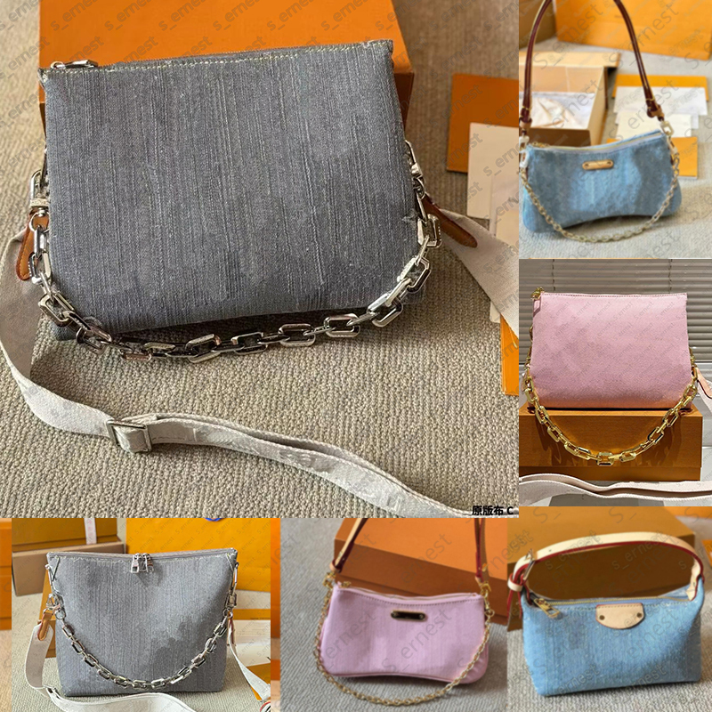 Denim pink Vintage Designer tical bag Shoulder Bag Women Tote Bags Handbag travel bag Flower Underarm Bag