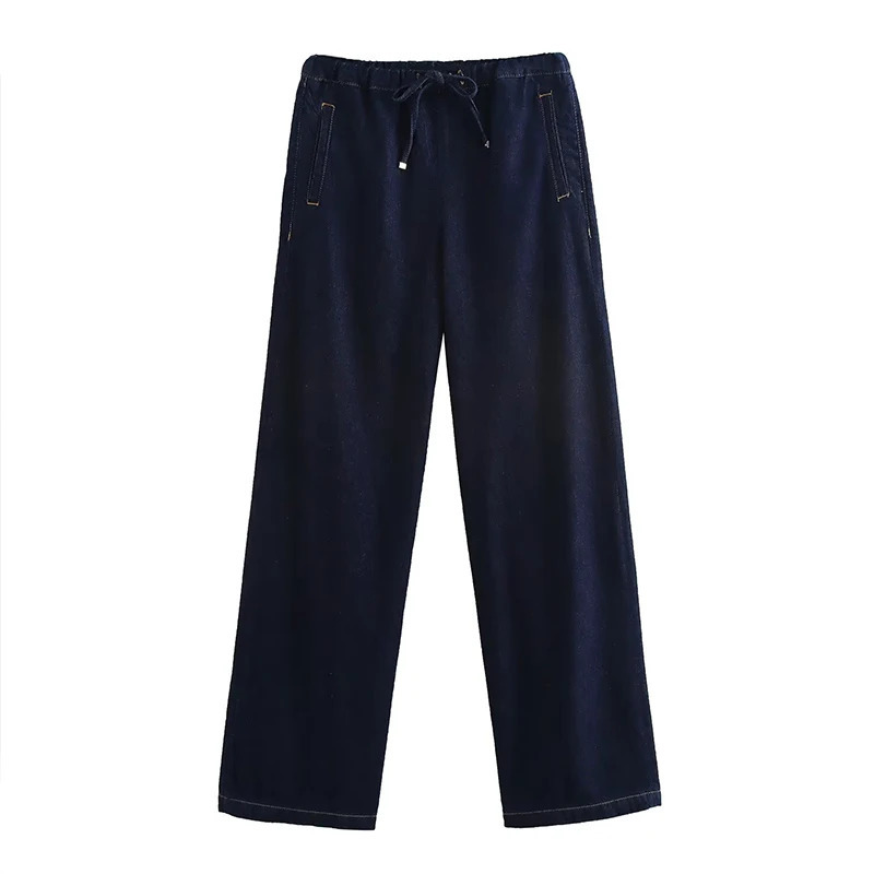Willshela Womens Fashion 2piece Set with Pocket Denim Solid Jacket and Retro Elastic Waist Trouser Femle Chic Pants 250313