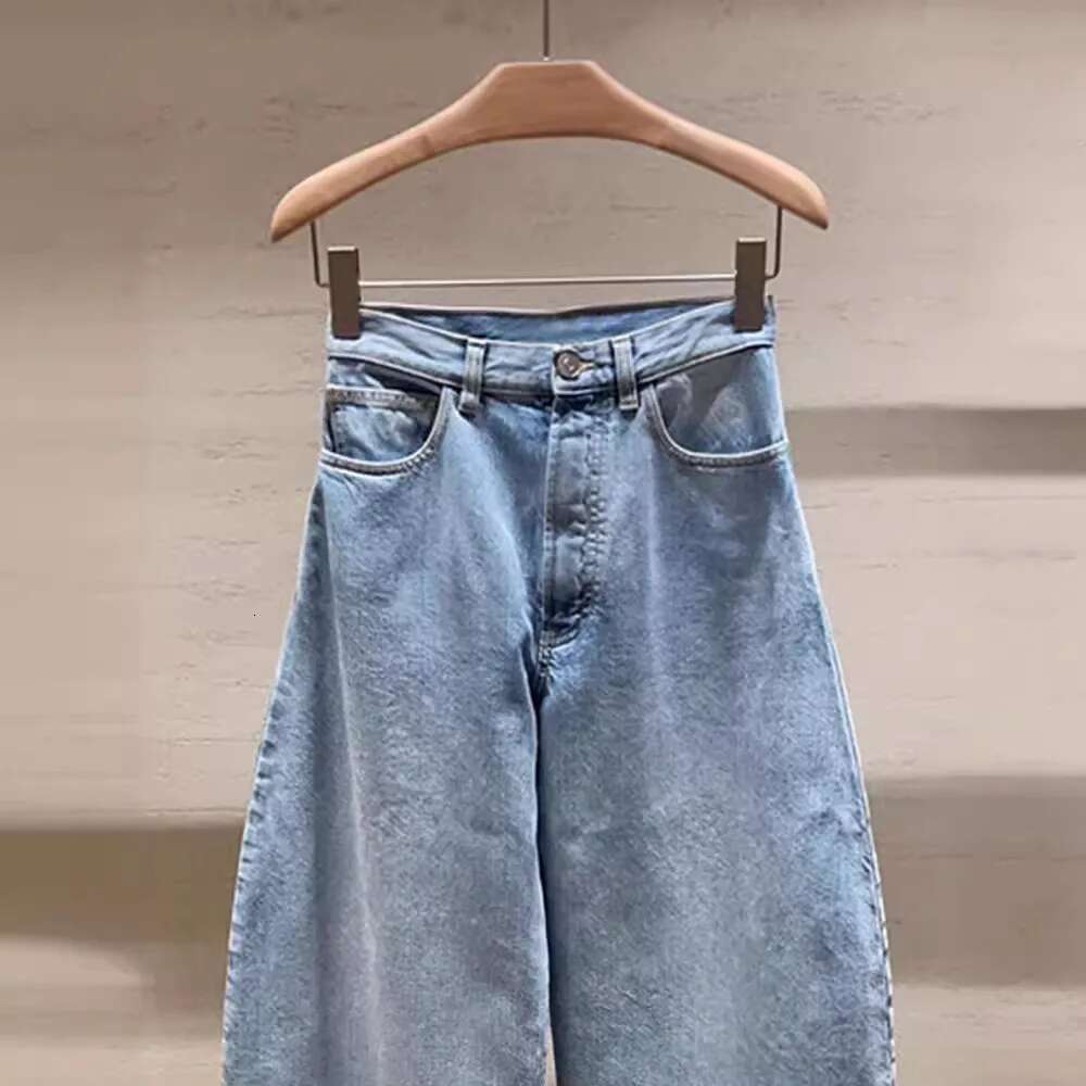 2024 Autumn Women's Denim Trousers Loose Washed Distressed Casual Jeans