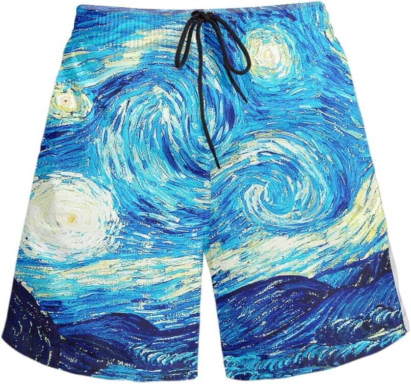 Men's Swim Trunks Quick Dry 3D Print Beach Shorts Swimwear with Pockets
