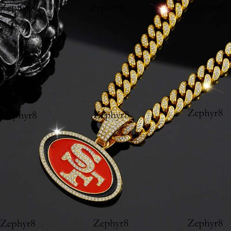 2025 New model Personality Ellipse SF Hip Hop Pendant Football Necklace Punk Cuban Chain Bg Man Woman Iced Out Cool Jewelry Gifts