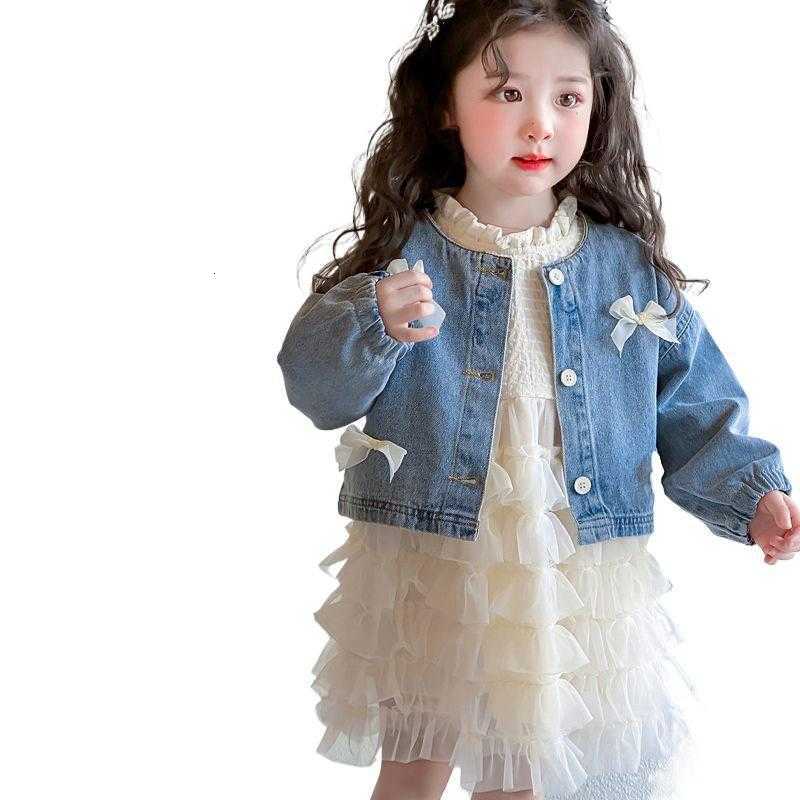 Girl's Dresses 2025 New Girls' Spring Dress Set, Girls' Cowboy Jacket, Spring Elegance, Baby Girls' Princess Skirt