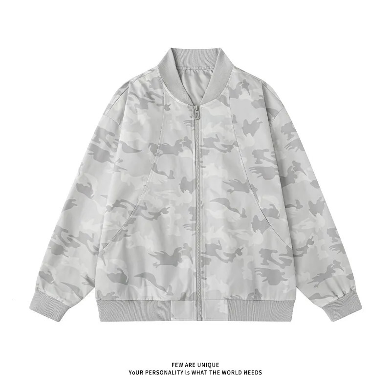 Mens camouflage bomber jacket retro spring zipper fashionable street baseball uniform 250312