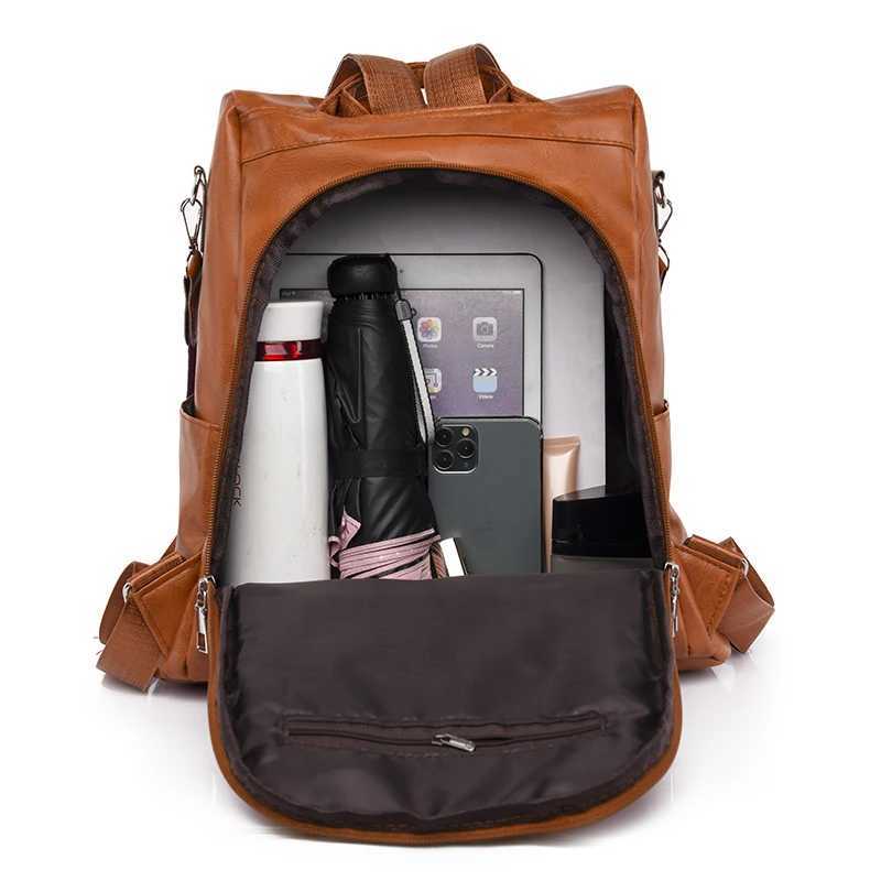 Women High Quality Leather Backpacks Vintage Female Shoulder Bag Travel Ladies Anti-theft Bagpack Mochilas School Bags for Girls Z250315
