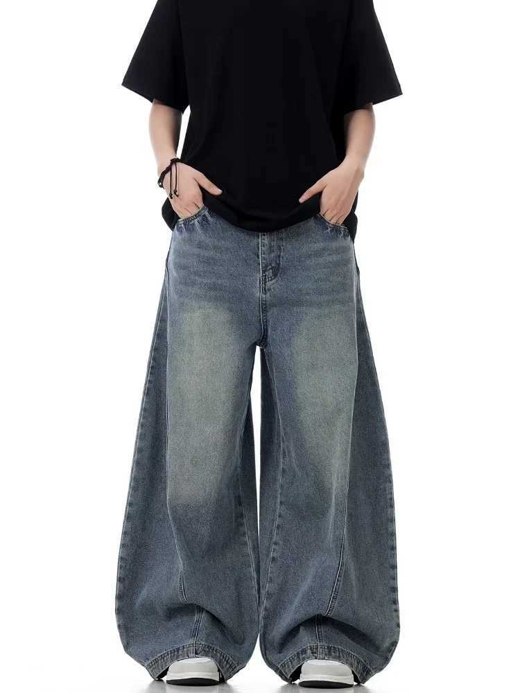 New Baggy Jeans Blue Vintage Blue Jeans Women High Waist Grunge Y2k 90s Streetwear Baggy Casual Straight Washed Denim TrouserT250315