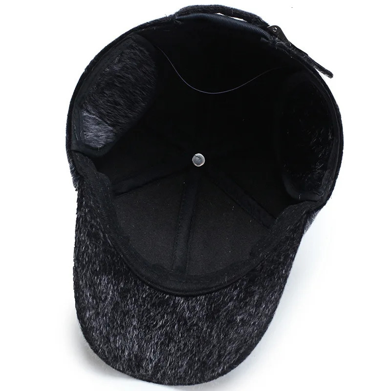Winter Mens Warm Baseball Hat with Ear Flaps Dads Warm Hat Fathers Gift Keep Warm Hat Mens Bone Button Hat Adjustable 250314