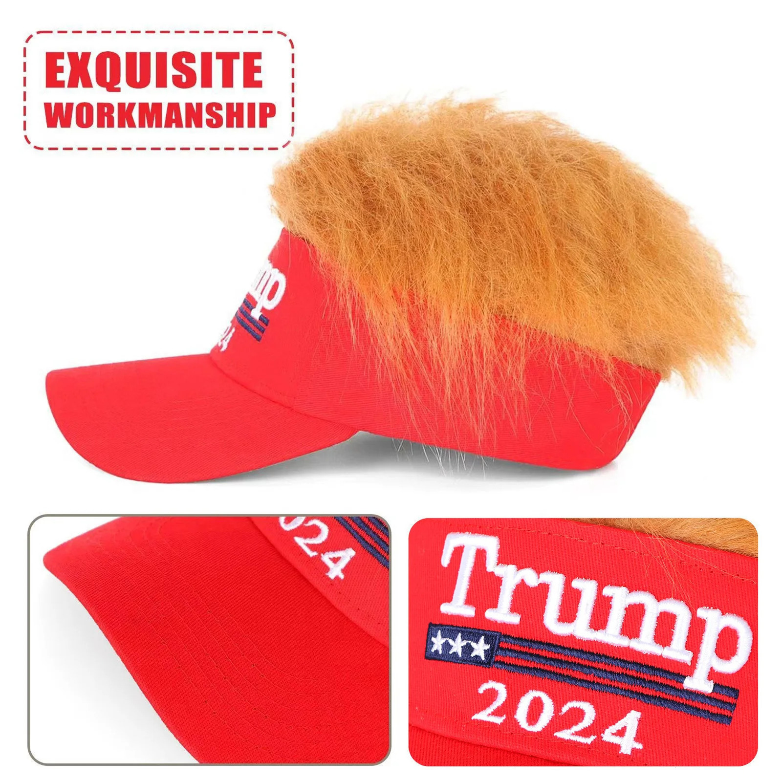 Trump Hat and Wig Donald Commercial Baseball Male Children Republican Vice President Fishing Hiking 250313