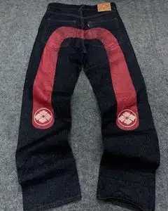 90s retro Y2K new hip-hop straight jeans best-selling personalized printed street mens casual loose jeans coupleT250319