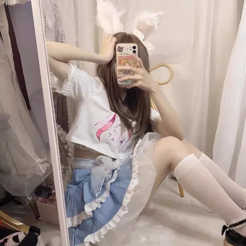 Summer Japanese Y2k Lace Cake Skirt Subculture Girl Demin Pompadour Skirts Layered Ruffle Fluffy Lolita Women Casual Mini 250310