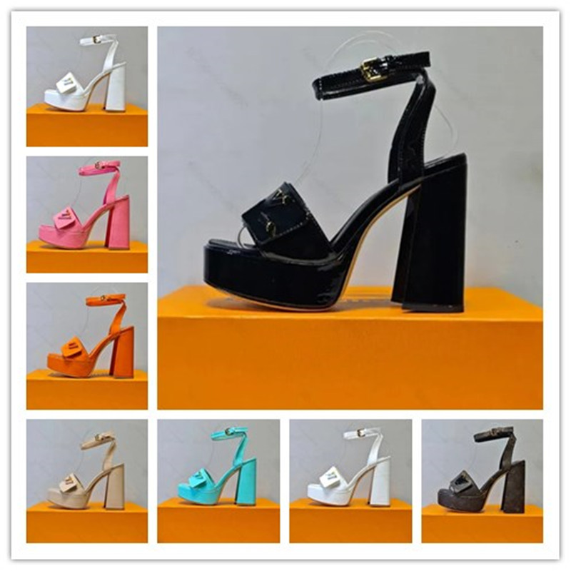 Designers Shake Platform Sandals for Womens Leather Shoes Fashion Sexy Summer Hot 11CM High Heels Luxury Ankle Buckle Strap Open Toe Chunky Heel Sandal size35-41