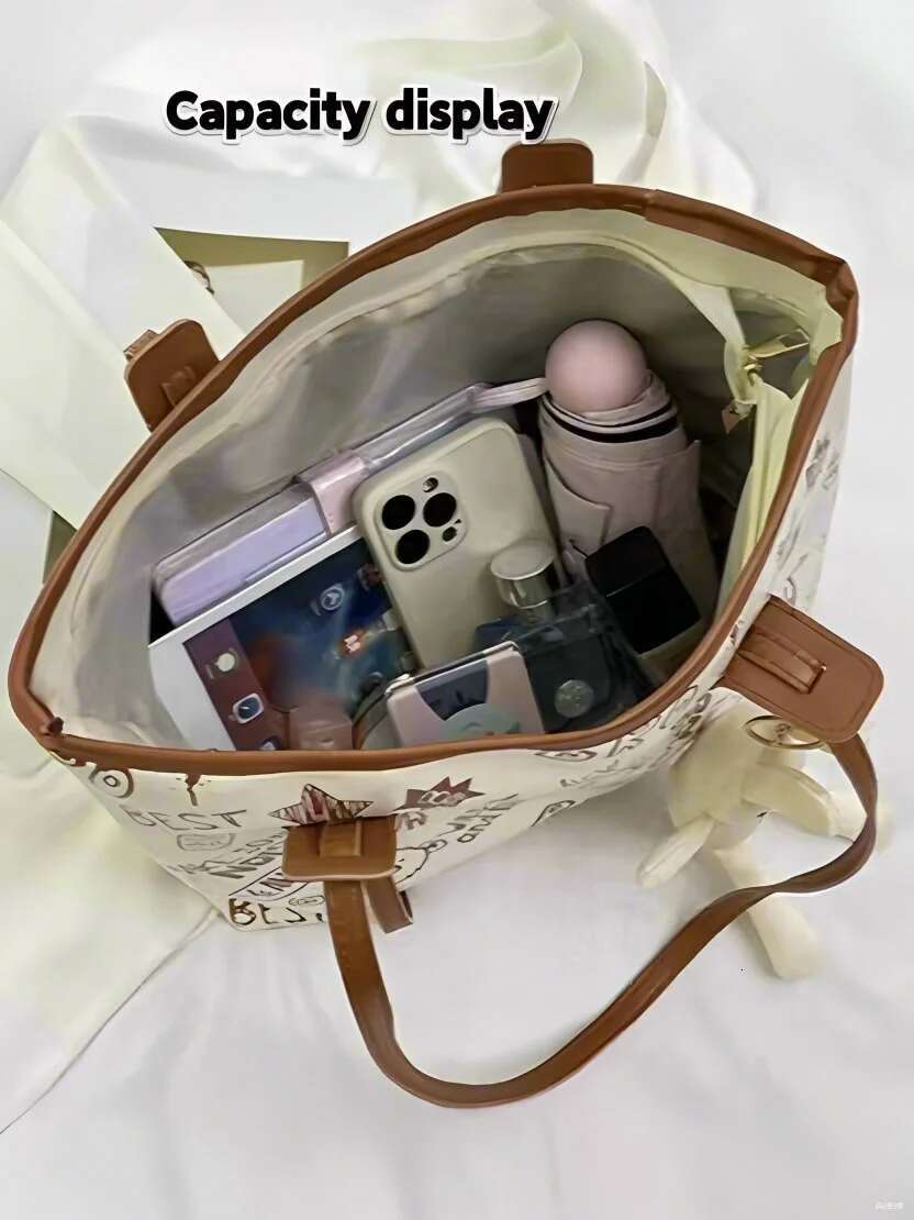 Tote For Women Large Printed Everyday Travel Top Handle Handbag Shoulder Bag With Pendant