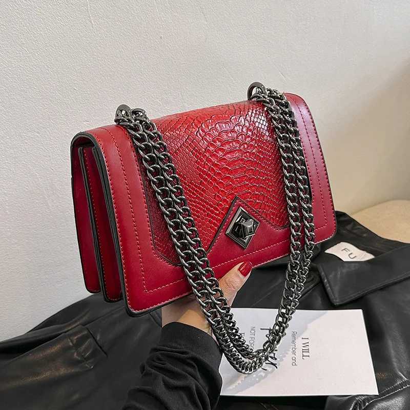 Fashionable womens shoulder bag retro girls cross shaped bag European small square bag snake shaped printed decorative PU material Y250315