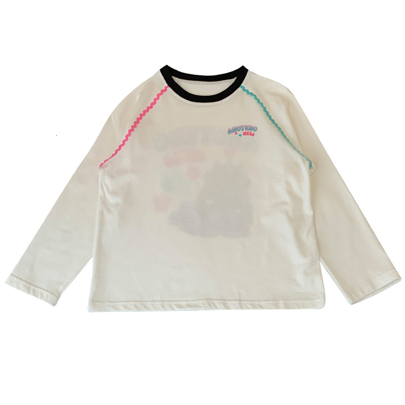 Ddmyshoesvip Girls Western White T Shirt Long Sleeved Base Shirt Medium And Large Children S Clothing Inner Top Girls Spring Clothing New Style