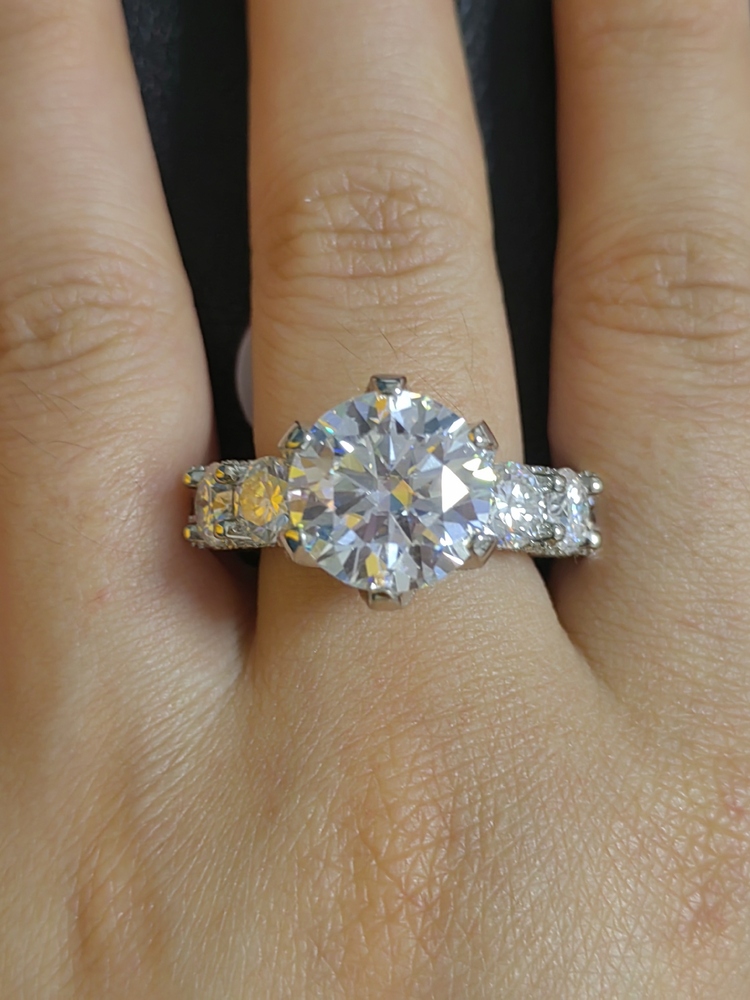 YS Jewelry White Gold Hip Hop Rings Vintage 925 Sterling Silver Moissanite Eternity Ring
