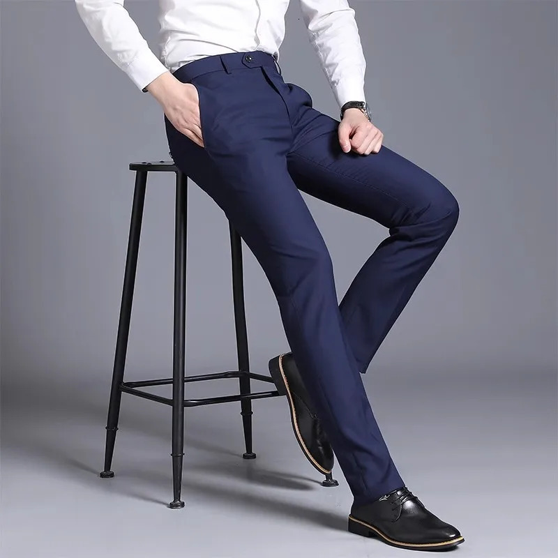 Mens set pants spring mens dress straight business office formal black 250313