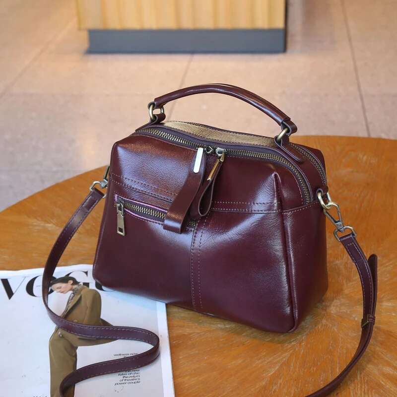 Hifashion Vintage Pillow Genuine Leather Handbags For Women 2025 Trend Designer Top Handle Office Ladies Shoulder Crossbody Bags