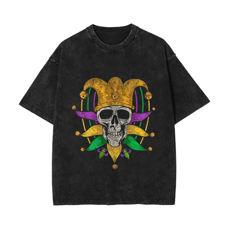 New Mardi Gras Carnival Water Saving Laundry Old Short Sleeved T-Shirt American High Street Top