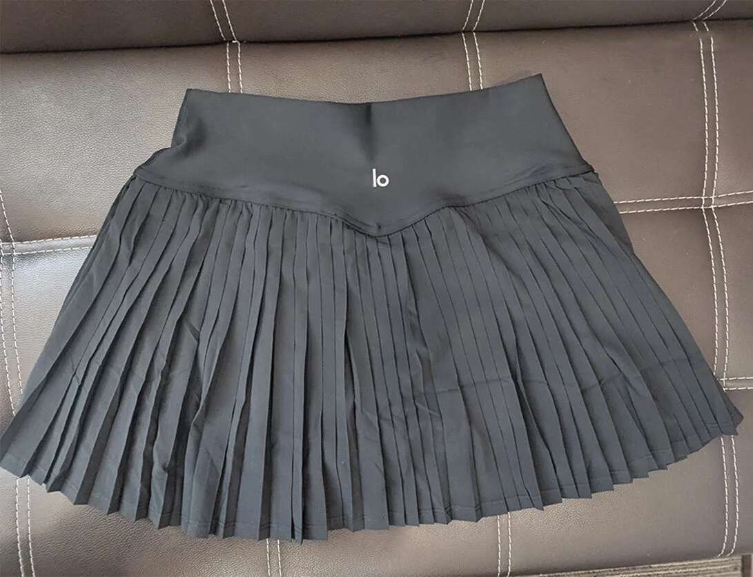 2025 Pure Color Women Short Leated Yoga High-Waisted Anti-Slip Tennis With Pocket Double Non-Slip Golf Skirt