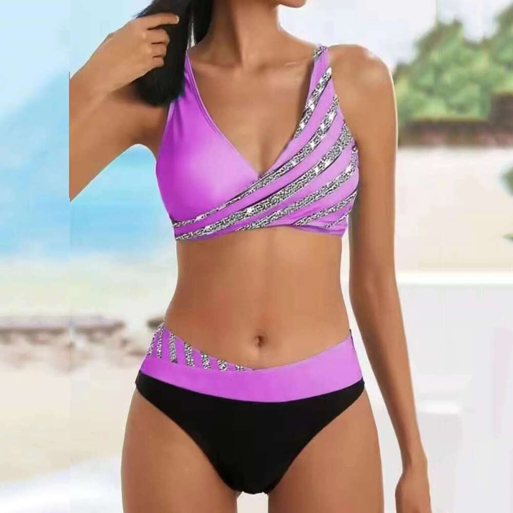 Women's swimsuit with pockets, high waist, two-piece set, women's swimsuit