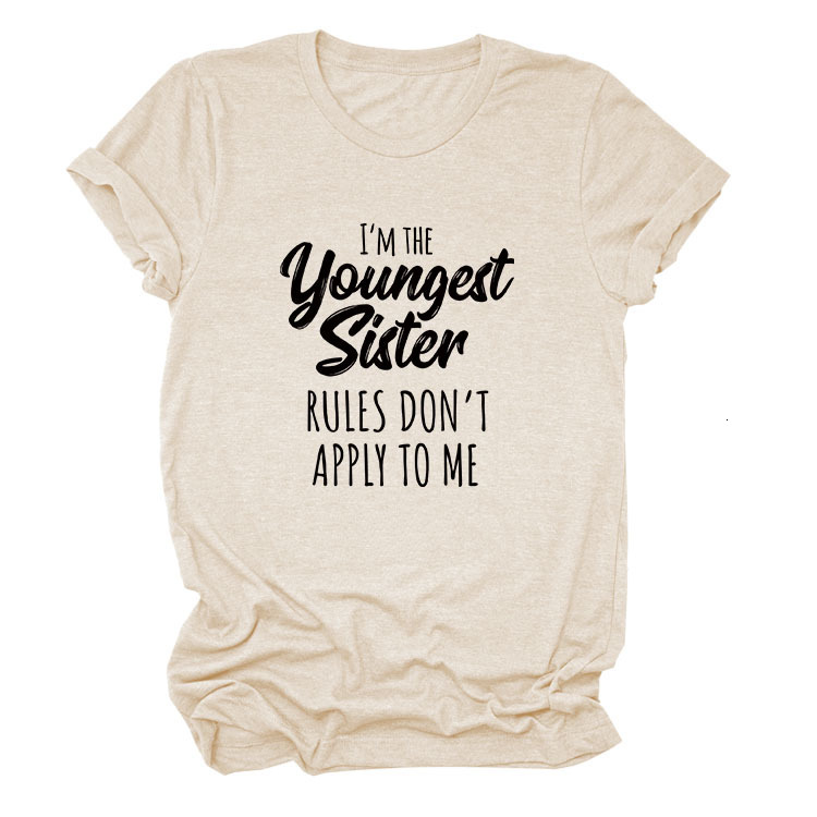 Letter Print I'm The Youthful Sister Fashion Short Sleeved T-Shirt