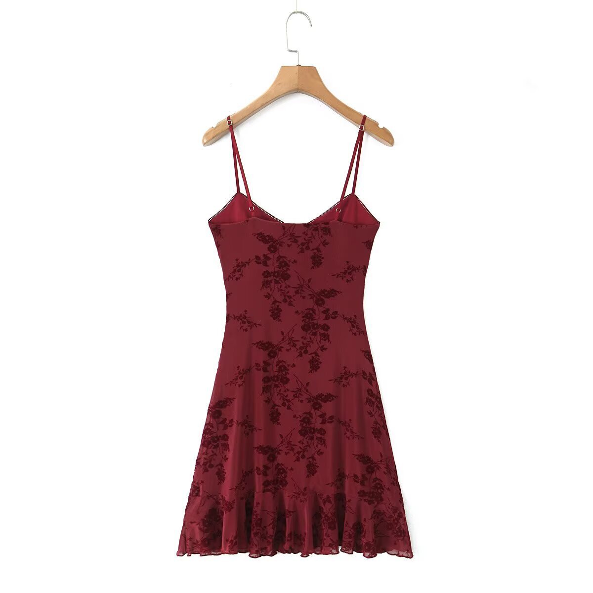 Sexy Fit Hip Hugging Floral Flocking Slim Cut Suspender Dress 2025 Summer New Seaside Vacation Short Skirt