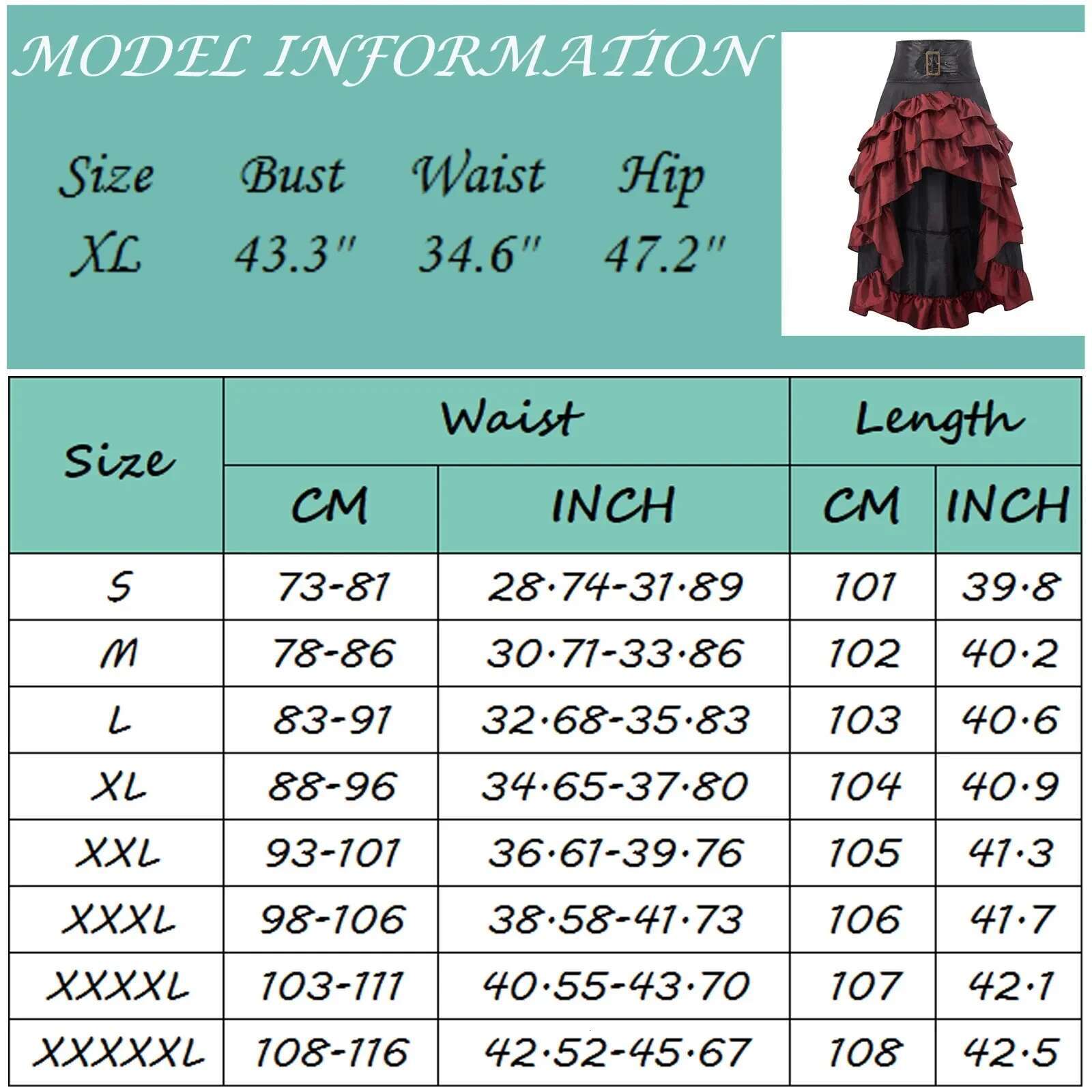 Vintage Women Pirate Ruffled Trim Gothic Irregular Corset Matching Skirts Steampunk Medieval Showgirl Party Dress